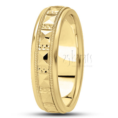 Chic Two-Color Fancy Carved Wedding Band  - view 3