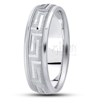 Greek Key Fancy Designer Wedding Ring  - view 2