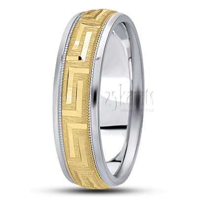 Greek Key Fancy Designer Wedding Ring  - view 3