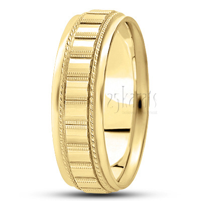 Modern Shiny Carved Design Wedding Band  - view 3