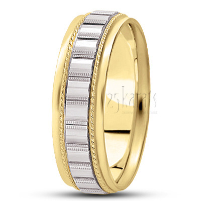 Modern Shiny Carved Design Wedding Band  - view 5