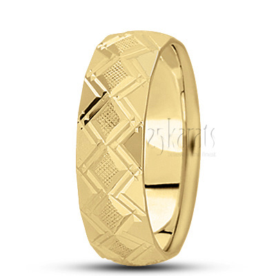 Attractive Solid Diamond Carved Wedding Band  - view 2