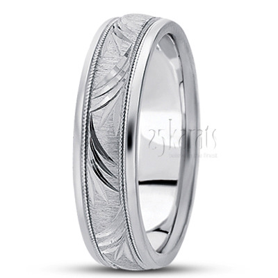 Exquisite Leaf Design Fancy Carved Wedding Ring  - view 2