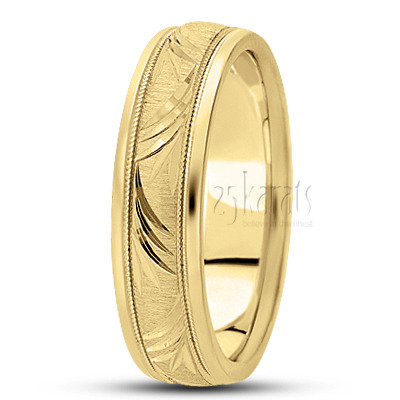 Exquisite Leaf Design Fancy Carved Wedding Ring  - view 3