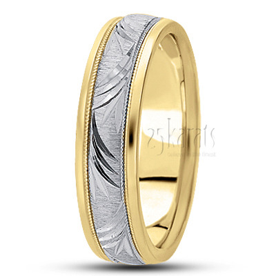 Exquisite Leaf Design Fancy Carved Wedding Ring  - view 4