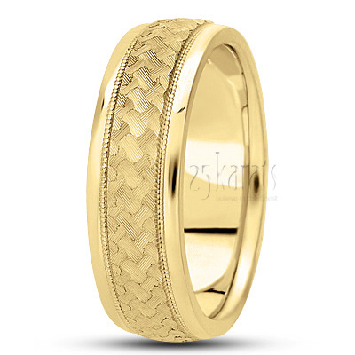 Unique Milgrain Fancy Carved Wedding Ring  - view 2