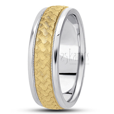 Unique Milgrain Fancy Carved Wedding Ring  - view 3