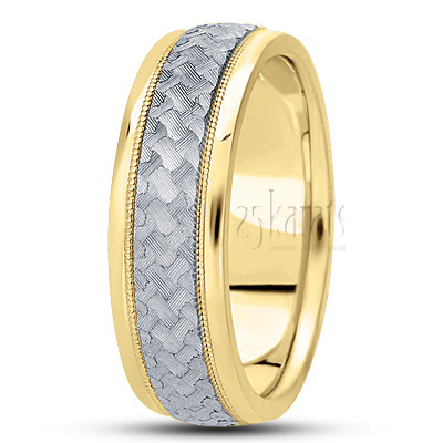 Unique Milgrain Fancy Carved Wedding Ring  - view 4