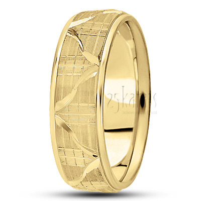 Sturdy Symmetrical Carved Design Wedding Ring  - view 2