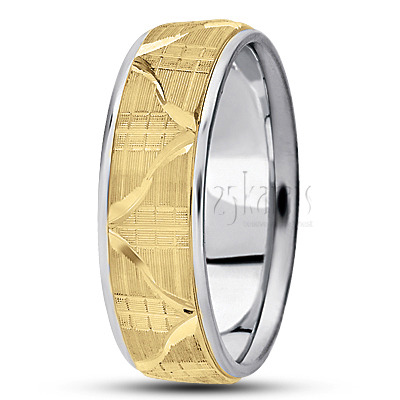 Sturdy Symmetrical Carved Design Wedding Ring  - view 3