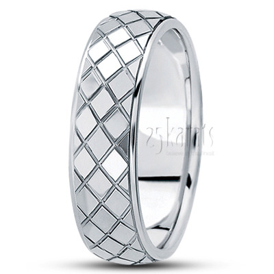 Diamond-shape Incised Fancy Wedding Ring  - view 2