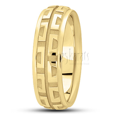 Exclusive Step Edge Carved Design Wedding Band  - view 3