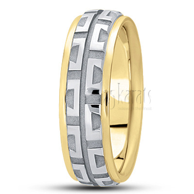 Exclusive Step Edge Carved Design Wedding Band  - view 4