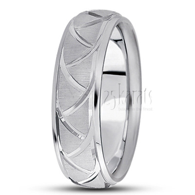 Contemporary Two-Tone Fancy Design Wedding Band  - view 2