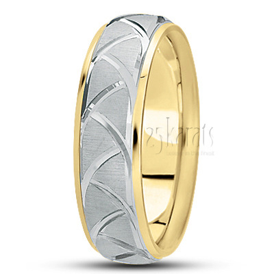 Contemporary Two-Tone Fancy Design Wedding Band  - view 4