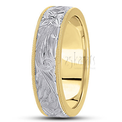 Flower Motif Fancy Carved Wedding Band  - view 5 of 5