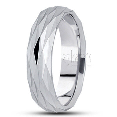 Extravagant Angled Cut Fancy Carved Wedding Ring  - view 2