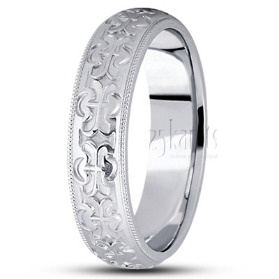 Vintage Two-Color Fancy Design Wedding Ring  - view 2