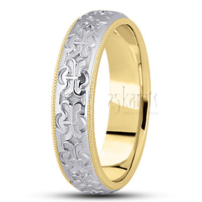 Vintage Two-Color Fancy Design Wedding Ring  - view 4