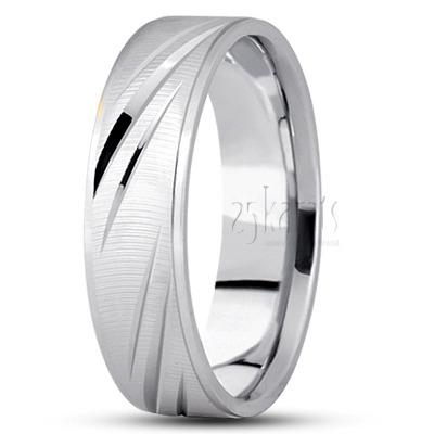 Traditional Grooved Fancy Carved Wedding Band  - view 2