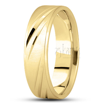 Traditional Grooved Fancy Carved Wedding Band  - view 3