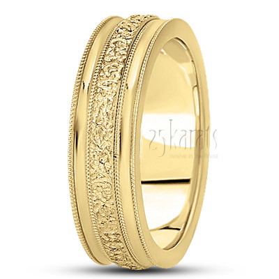 Concave Edge Matte Center Fancy Wedding Ring  - view 2