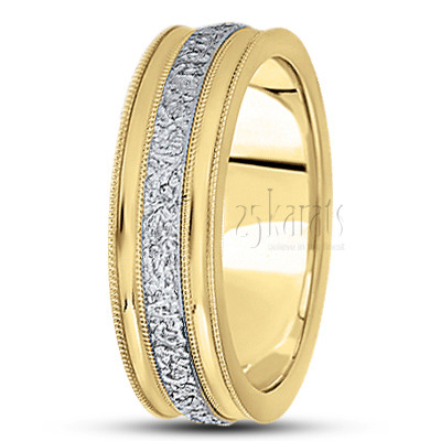 Concave Edge Matte Center Fancy Wedding Ring  - view 3