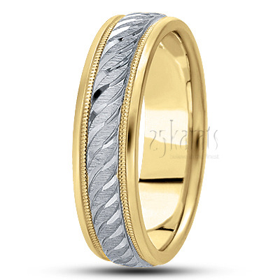 Attractive Brush Finish Fancy Carved Wedding Band  - view 3