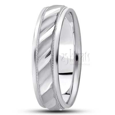 Stylish Ridged Center Fancy Designer Wedding Ring  - view 2