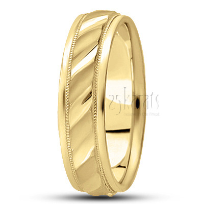 Stylish Ridged Center Fancy Designer Wedding Ring  - view 3