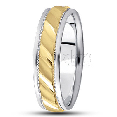 Stylish Ridged Center Fancy Designer Wedding Ring  - view 4