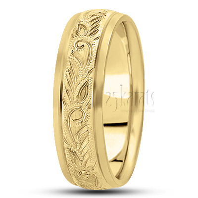 Extravagant Satin Finish Hand Engraved Wedding Ring  - view 2