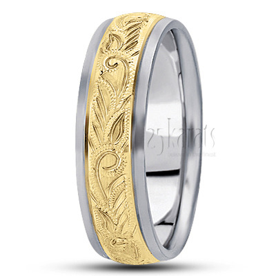 Extravagant Satin Finish Hand Engraved Wedding Ring  - view 3