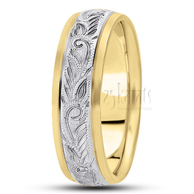 Extravagant Satin Finish Hand Engraved Wedding Ring  - view 4