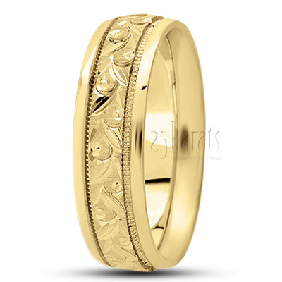 Classic Bestseller Fancy Carved Wedding Band  - view 3