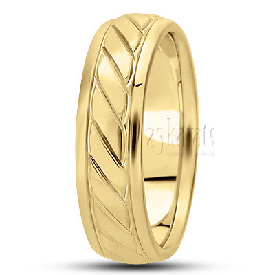 Classic Braid Motif Diamond Carved Wedding Ring  - view 2