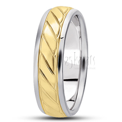 Classic Braid Motif Diamond Carved Wedding Ring  - view 3