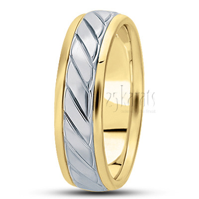 Classic Braid Motif Diamond Carved Wedding Ring  - view 4