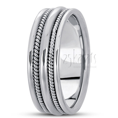 Convex Center Double-braided Handcrafted Wedding Ring  - view 2