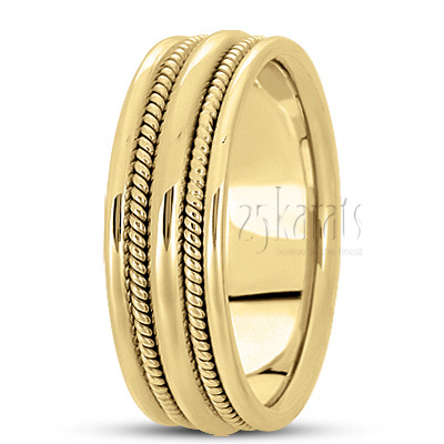 Convex Center Double-braided Handcrafted Wedding Ring  - view 3