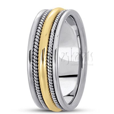 Convex Center Double-braided Handcrafted Wedding Ring  - view 4