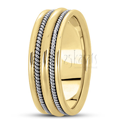 Convex Center Double-braided Handcrafted Wedding Ring  - view 5