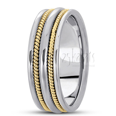 Convex Center Double-braided Handcrafted Wedding Ring  - view 6