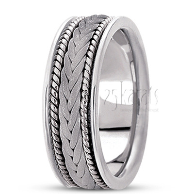 Stylish Sandblasted Hand Braided Wedding Band  - view 2