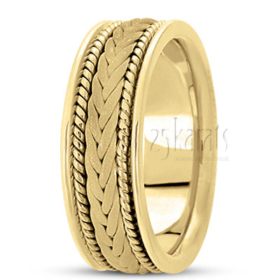 Stylish Sandblasted Hand Braided Wedding Band  - view 3