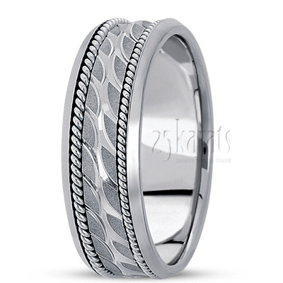 Fine Grooved Handmade Wedding Ring  - view 2