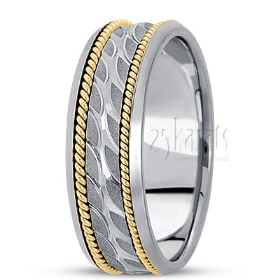 Fine Grooved Handmade Wedding Ring  - view 5