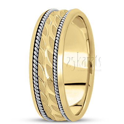 Fine Grooved Handmade Wedding Ring  - view 6