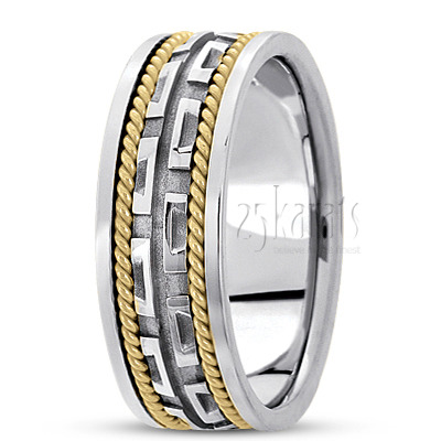 Contemporary Flat Edge Handmade Wedding Ring  - view 5