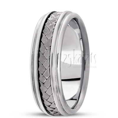 Tri-Tone Hand Braided Wedding Ring  - view 2